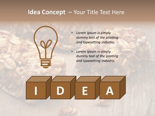 A Wooden Table Topped With Granola And Nuts PowerPoint Template