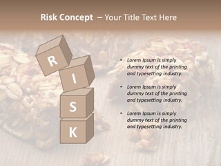 A Wooden Table Topped With Granola And Nuts PowerPoint Template