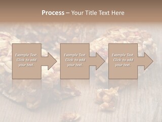 A Wooden Table Topped With Granola And Nuts PowerPoint Template