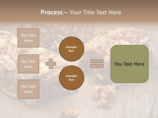 A Wooden Table Topped With Granola And Nuts PowerPoint Template