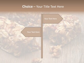 A Wooden Table Topped With Granola And Nuts PowerPoint Template