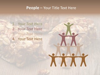 A Wooden Table Topped With Granola And Nuts PowerPoint Template