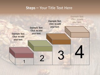 A Wooden Table Topped With Granola And Nuts PowerPoint Template