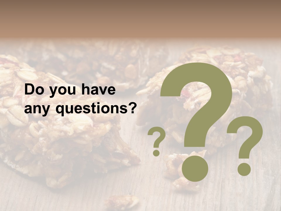 A Wooden Table Topped With Granola And Nuts PowerPoint Template