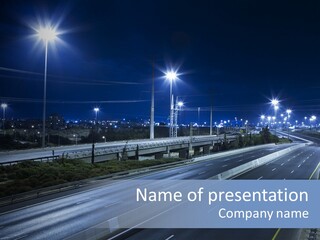 Street Light Ayalon Freeway Night PowerPoint Template