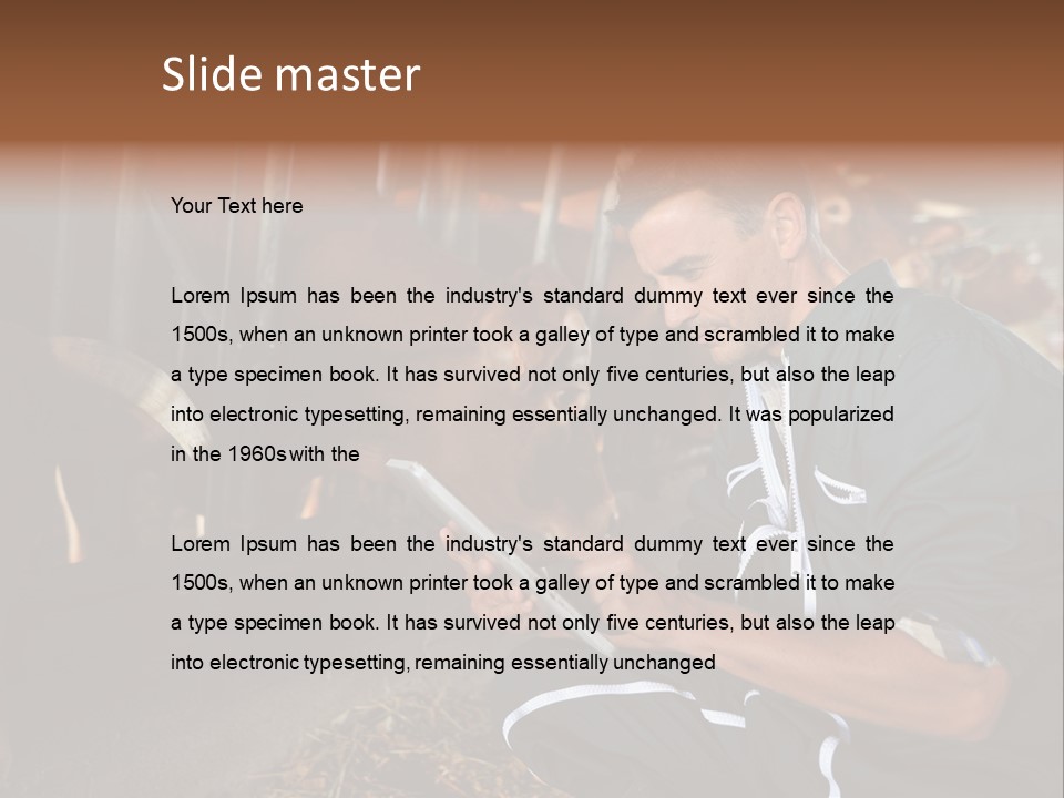 Smiling Portrait Touchpad PowerPoint Template