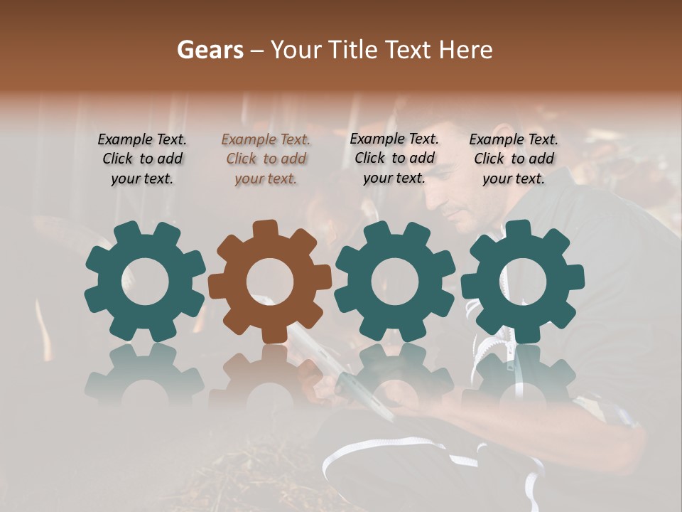 Smiling Portrait Touchpad PowerPoint Template