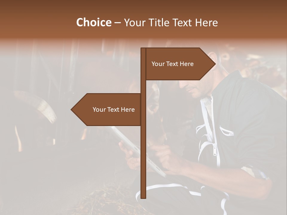 Smiling Portrait Touchpad PowerPoint Template