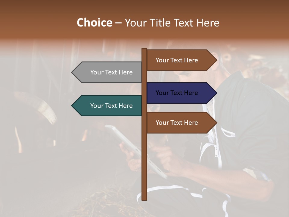 Smiling Portrait Touchpad PowerPoint Template