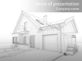 A Drawing Of A House On A White Background PowerPoint Template