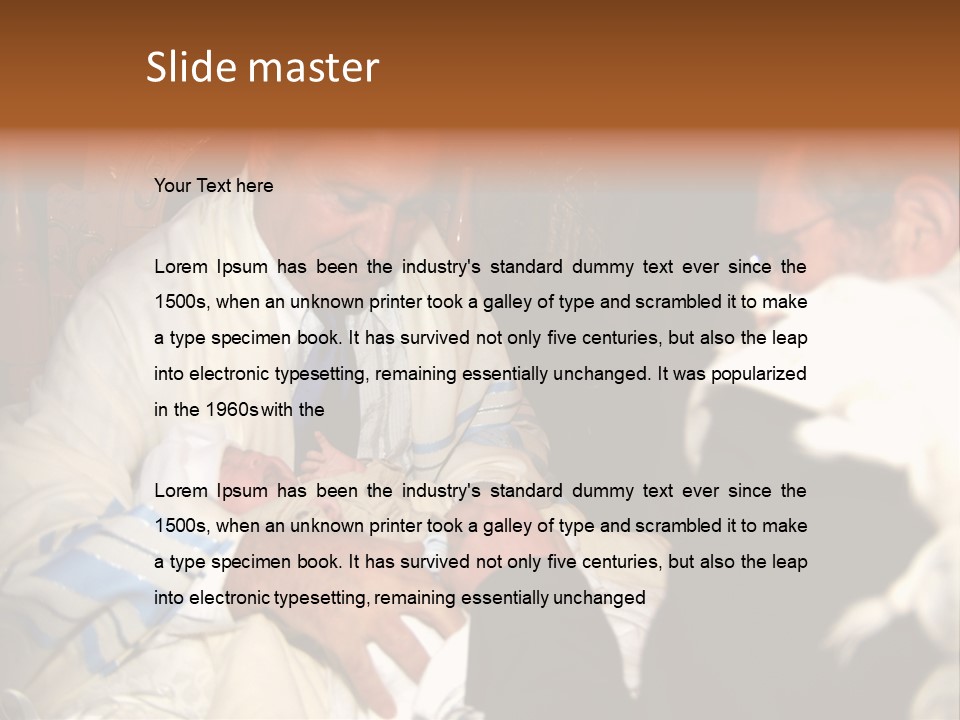 A Man Is Holding A Baby In His Lap PowerPoint Template