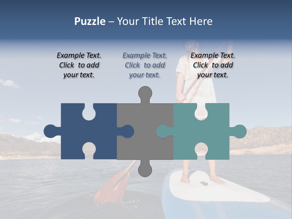A Woman Standing On A Paddle Board In The Water PowerPoint Template
