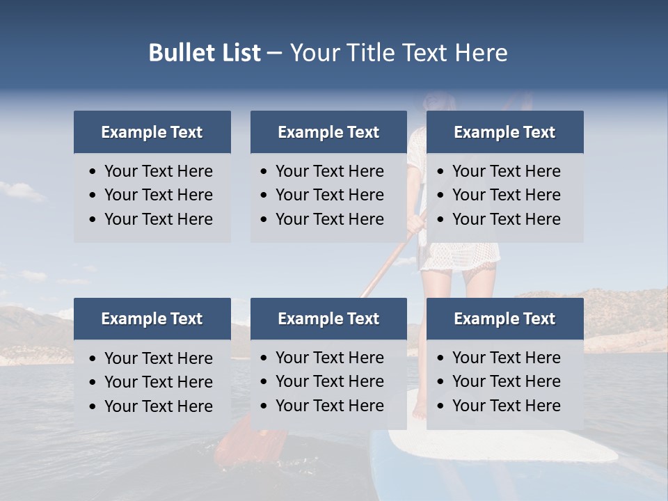 A Woman Standing On A Paddle Board In The Water PowerPoint Template