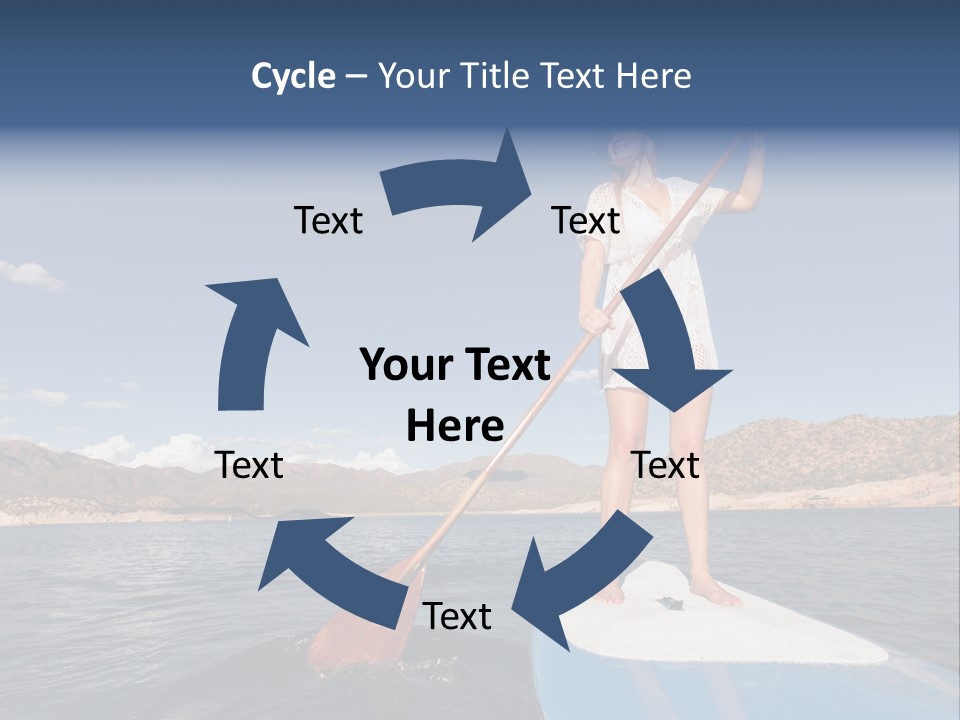 A Woman Standing On A Paddle Board In The Water PowerPoint Template