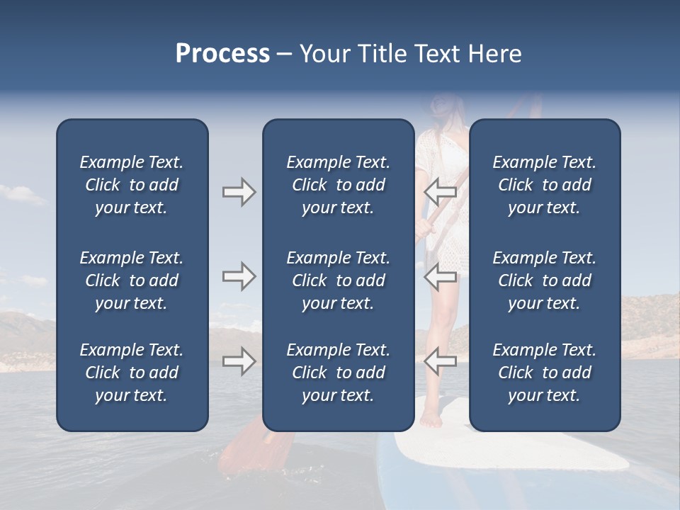 A Woman Standing On A Paddle Board In The Water PowerPoint Template