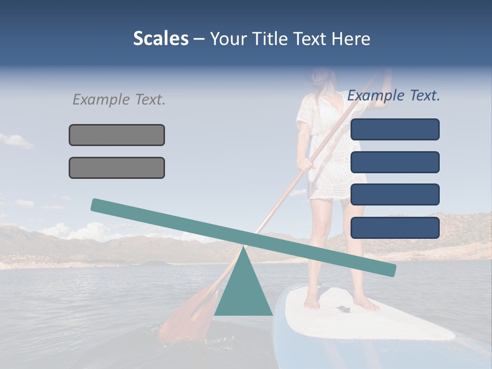 A Woman Standing On A Paddle Board In The Water PowerPoint Template