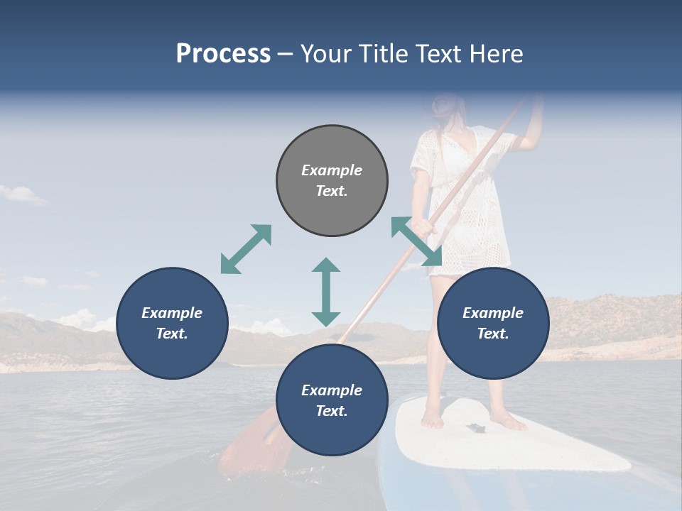 A Woman Standing On A Paddle Board In The Water PowerPoint Template