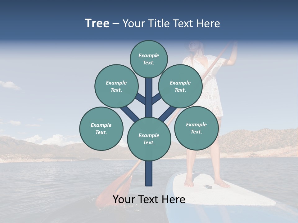 A Woman Standing On A Paddle Board In The Water PowerPoint Template