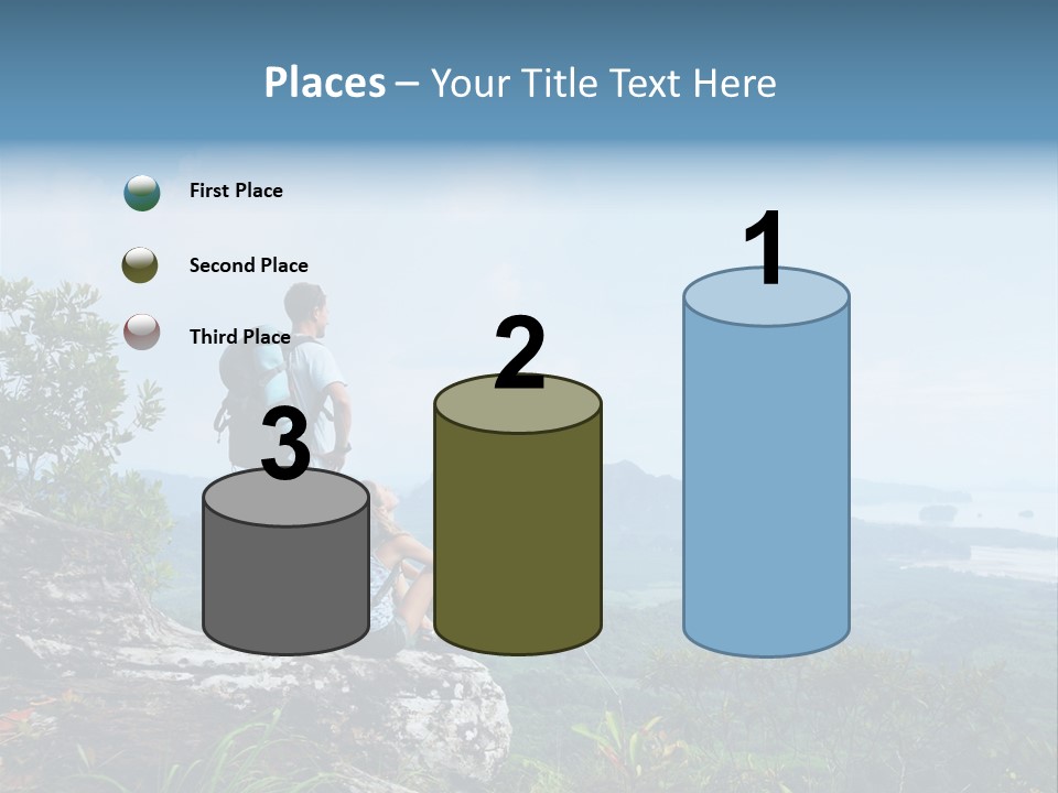 Cliff Woman Sitting PowerPoint Template