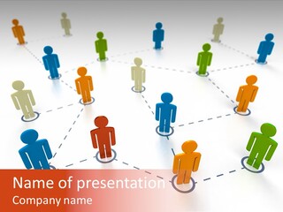 Social Network Data Structure Silhouette People Standing PowerPoint Template