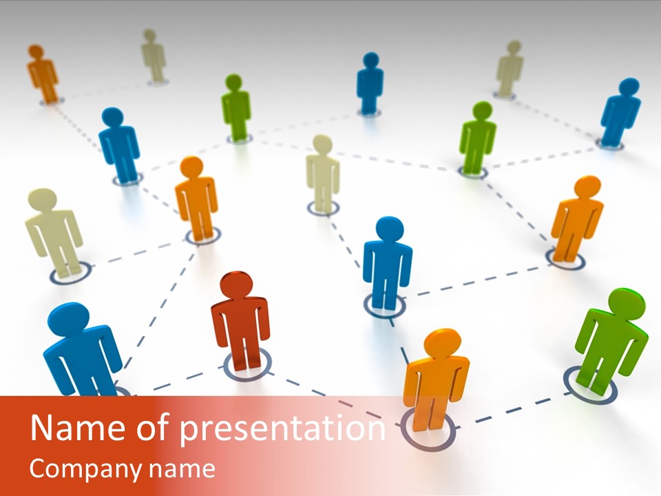 Social Network Data Structure Silhouette People Standing PowerPoint Template