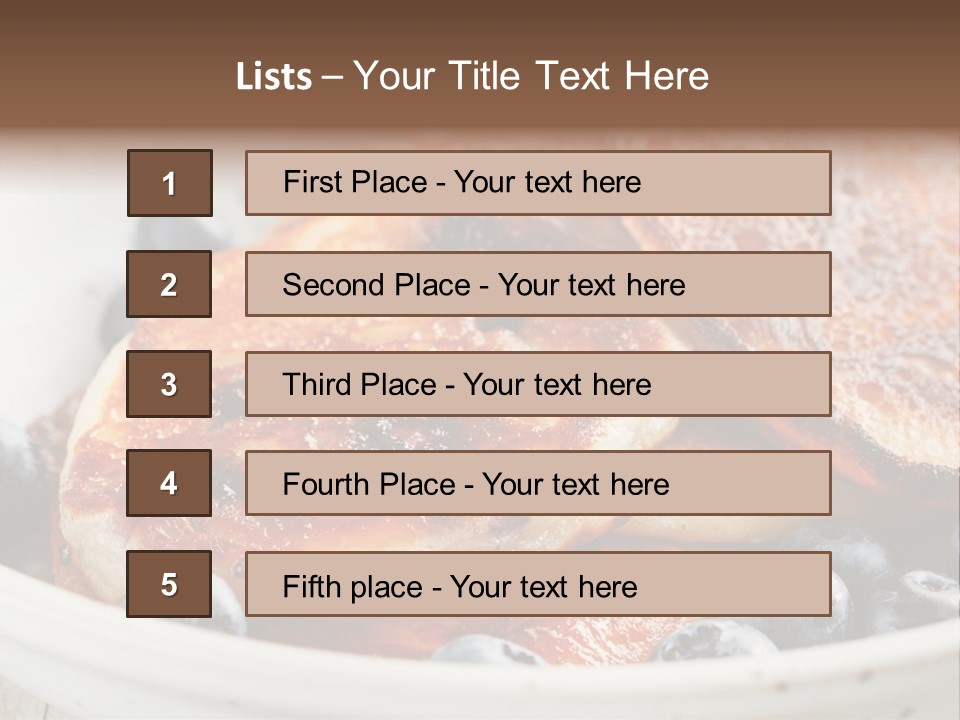 A White Bowl Filled With Pancakes And Blueberries PowerPoint Template