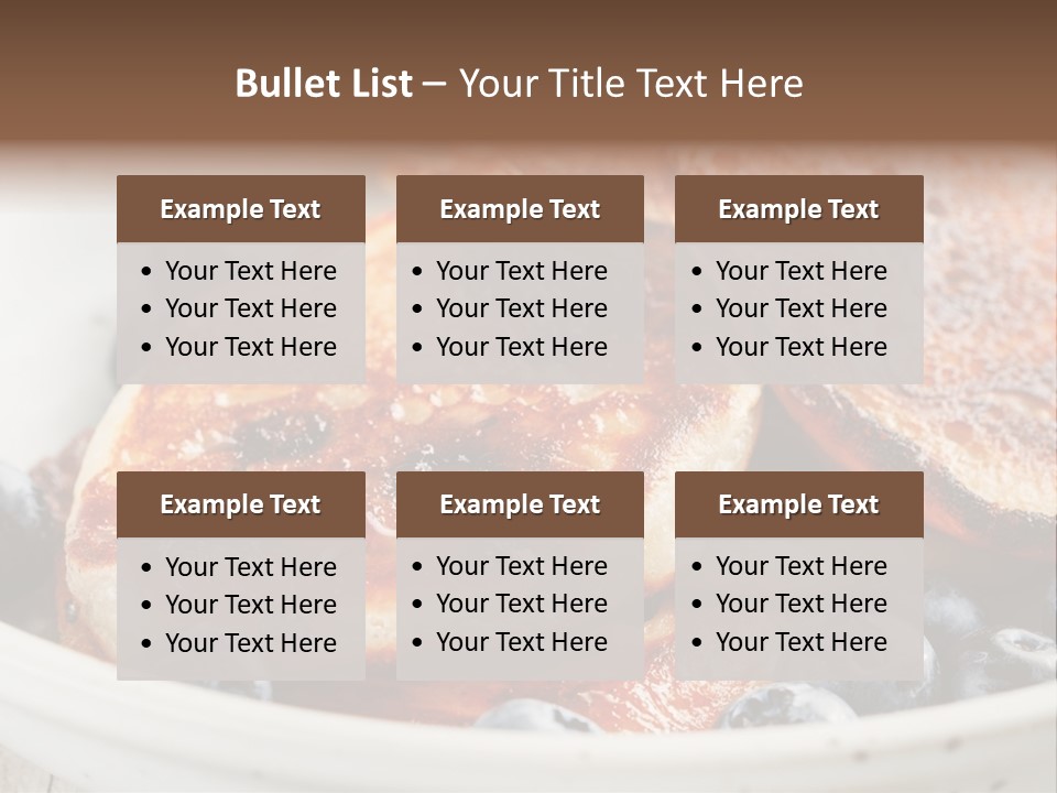 A White Bowl Filled With Pancakes And Blueberries PowerPoint Template