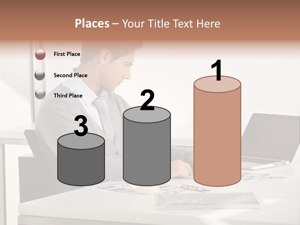 Computer Caucasian Desk PowerPoint Template