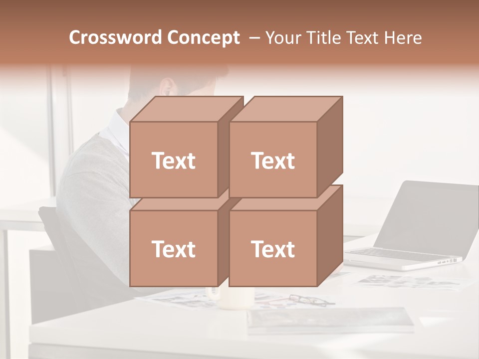 Computer Caucasian Desk PowerPoint Template