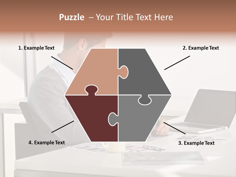 Computer Caucasian Desk PowerPoint Template