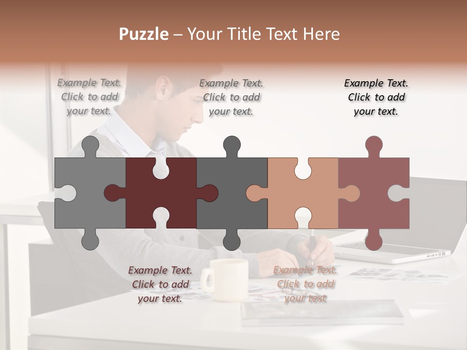 Computer Caucasian Desk PowerPoint Template