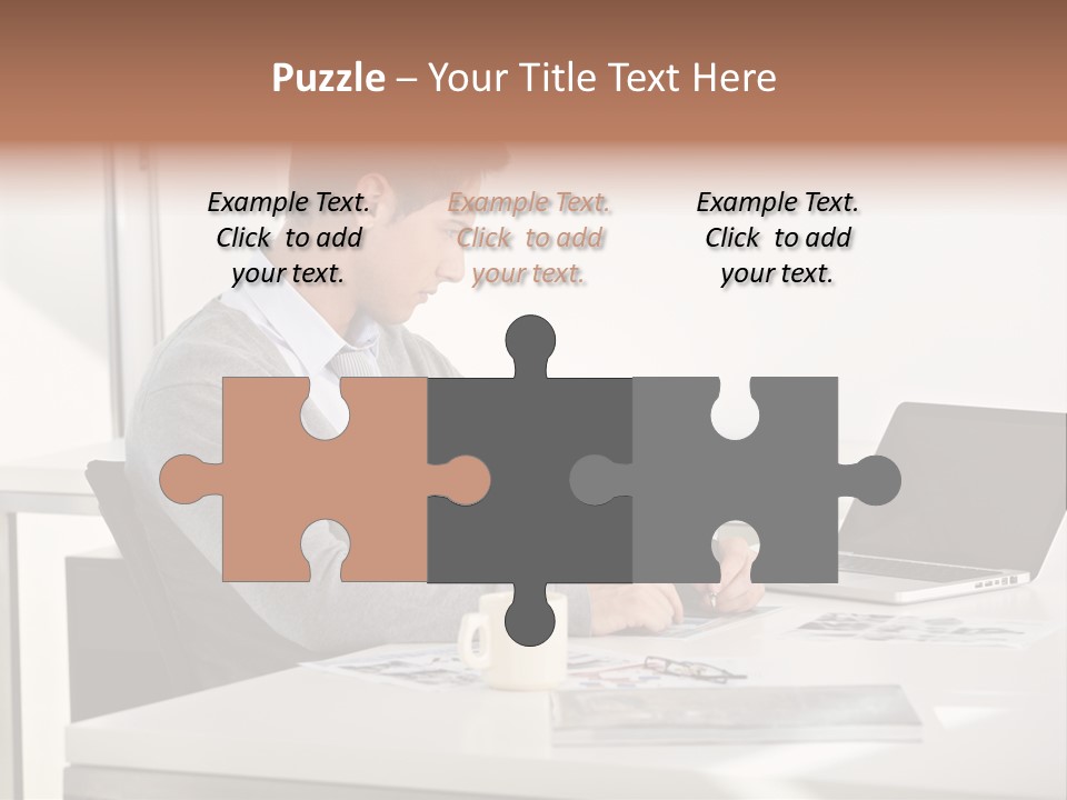 Computer Caucasian Desk PowerPoint Template