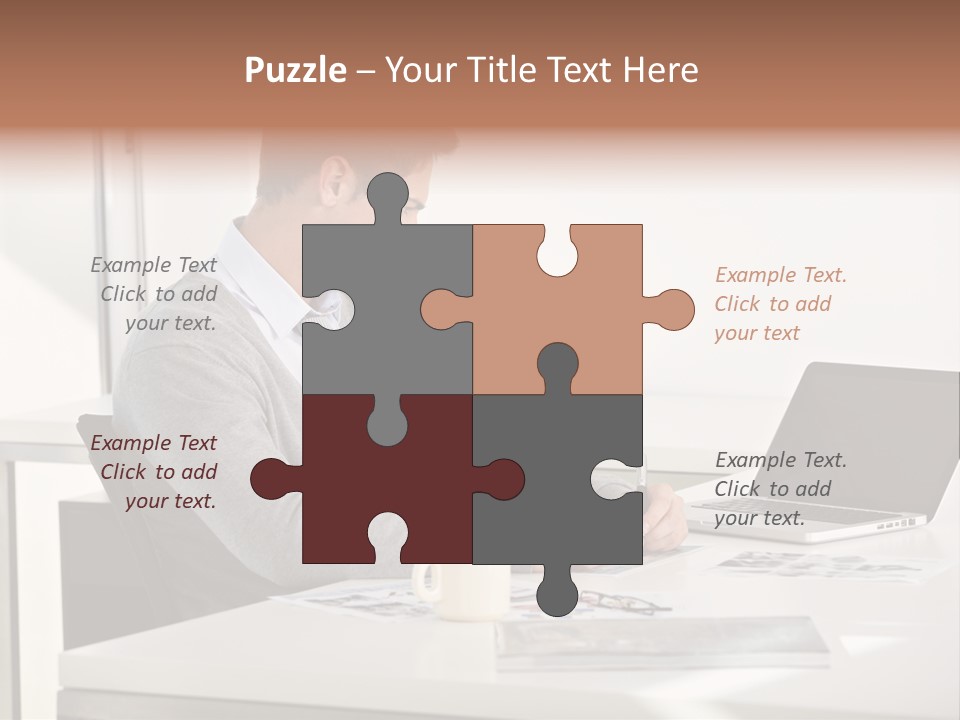 Computer Caucasian Desk PowerPoint Template