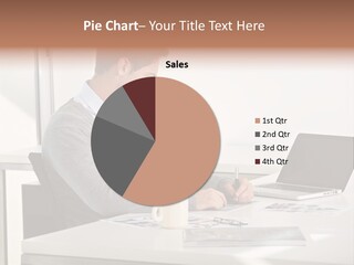 Computer Caucasian Desk PowerPoint Template