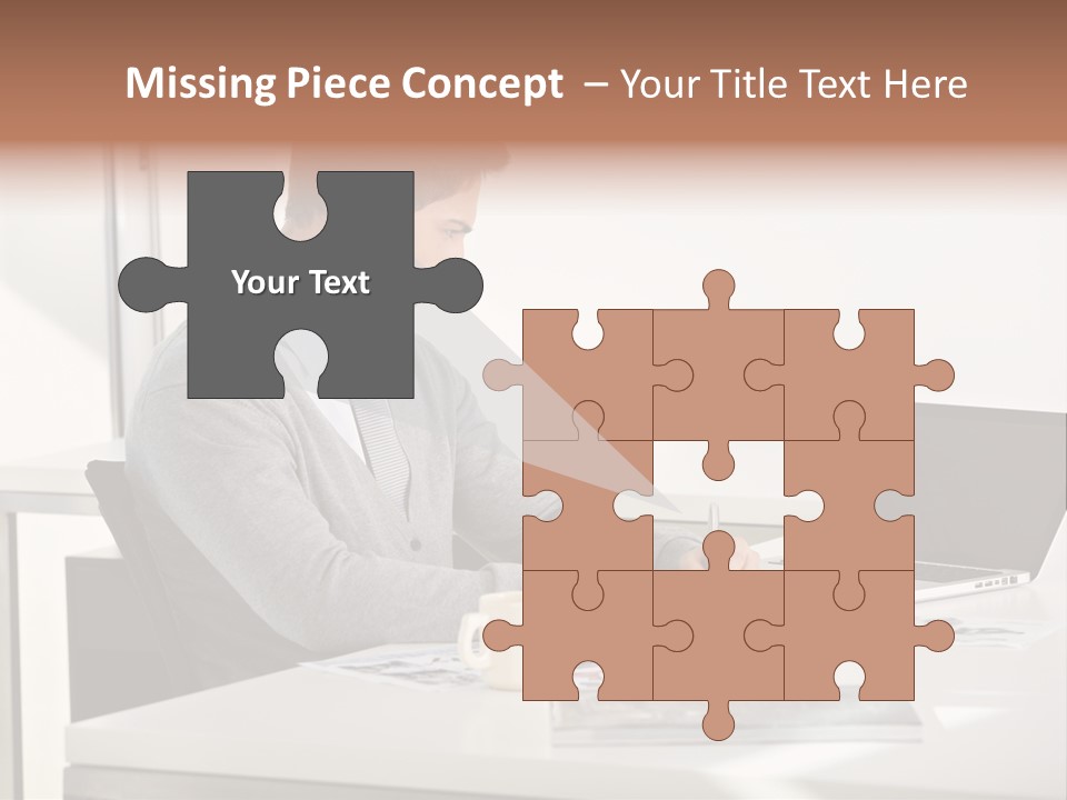 Computer Caucasian Desk PowerPoint Template