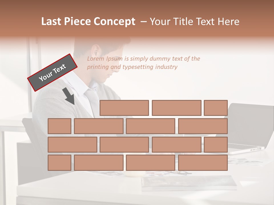 Computer Caucasian Desk PowerPoint Template