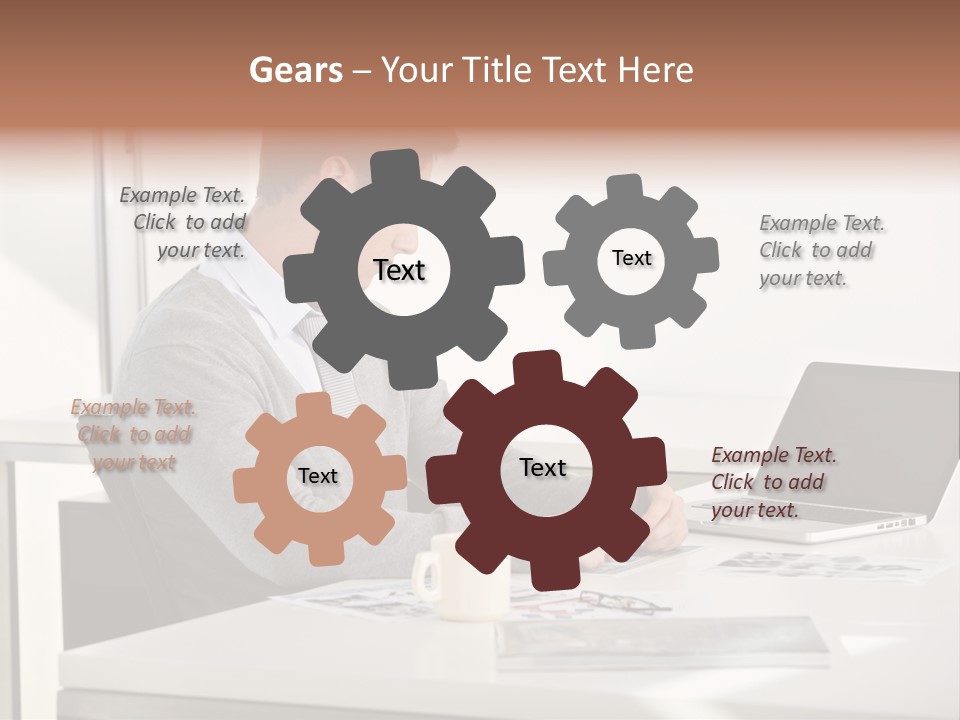 Computer Caucasian Desk PowerPoint Template