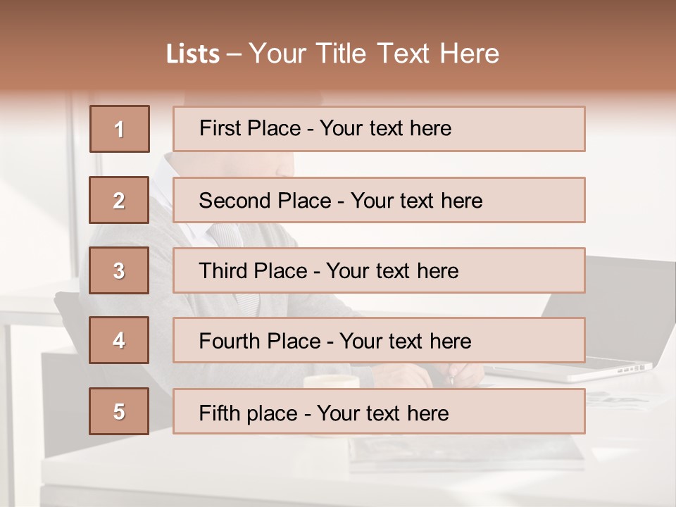 Computer Caucasian Desk PowerPoint Template