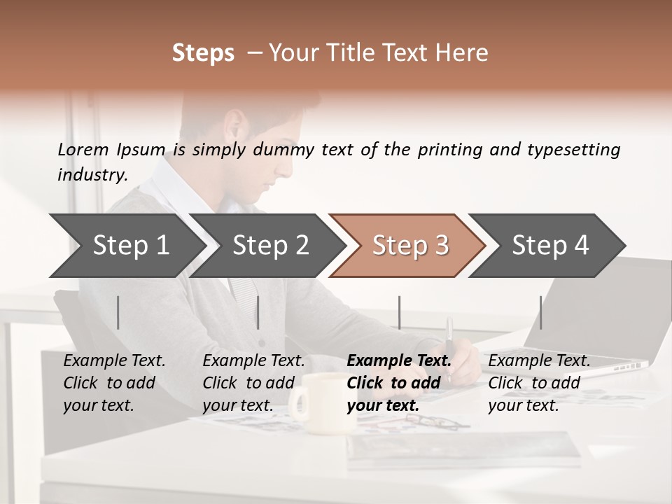 Computer Caucasian Desk PowerPoint Template