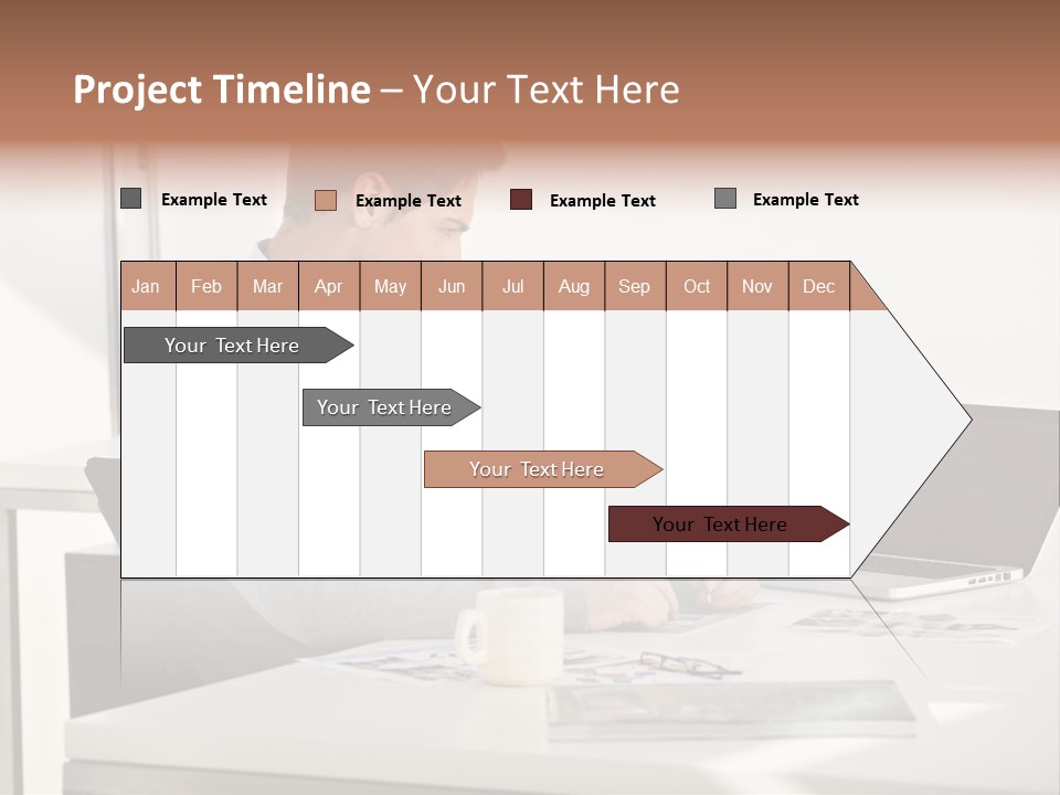 Computer Caucasian Desk PowerPoint Template