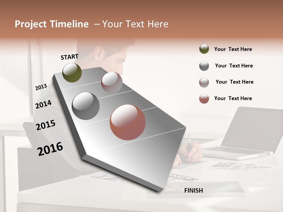 Computer Caucasian Desk PowerPoint Template