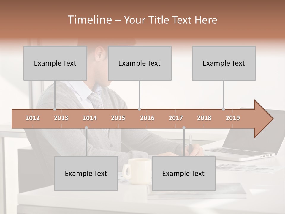 Computer Caucasian Desk PowerPoint Template