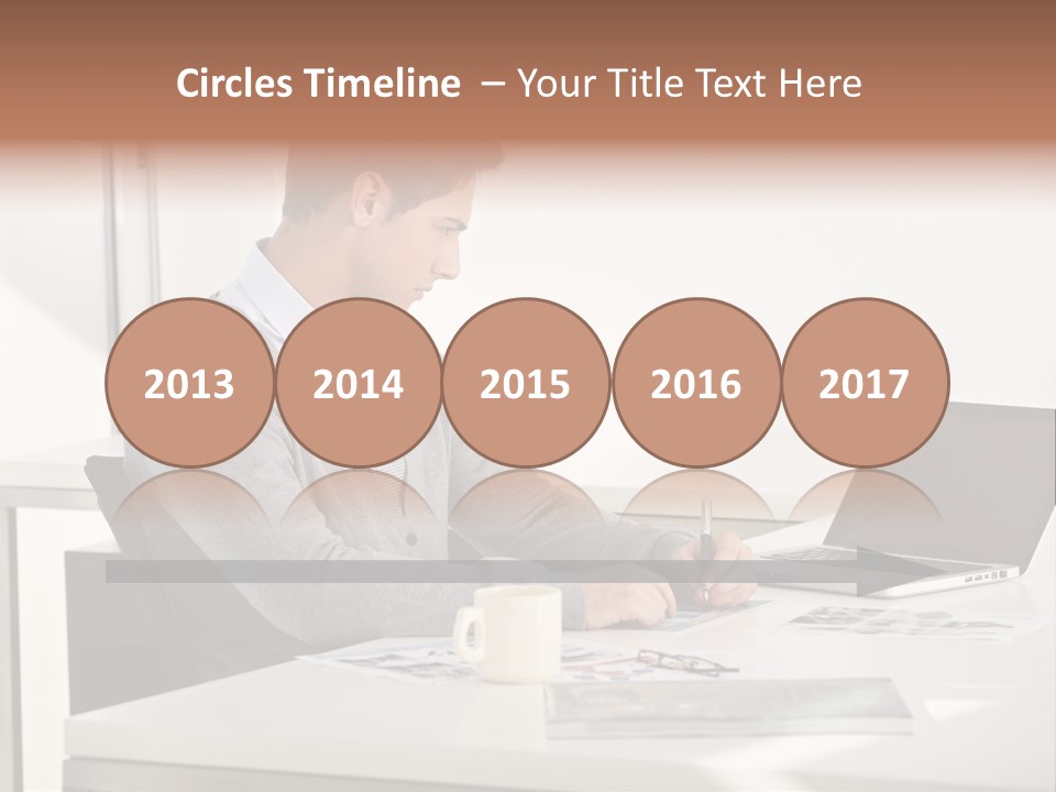 Computer Caucasian Desk PowerPoint Template