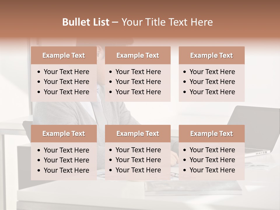 Computer Caucasian Desk PowerPoint Template