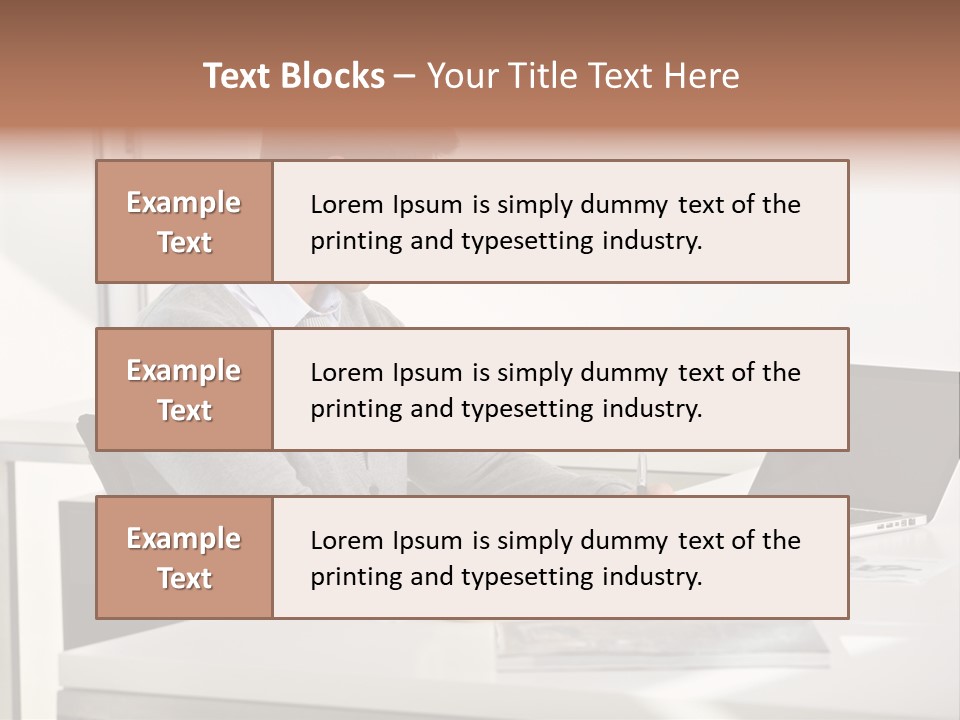 Computer Caucasian Desk PowerPoint Template