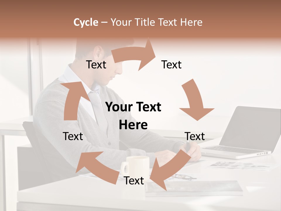 Computer Caucasian Desk PowerPoint Template