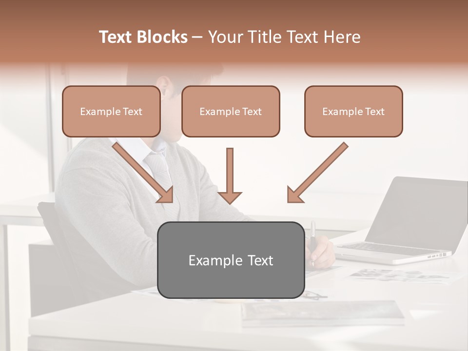 Computer Caucasian Desk PowerPoint Template