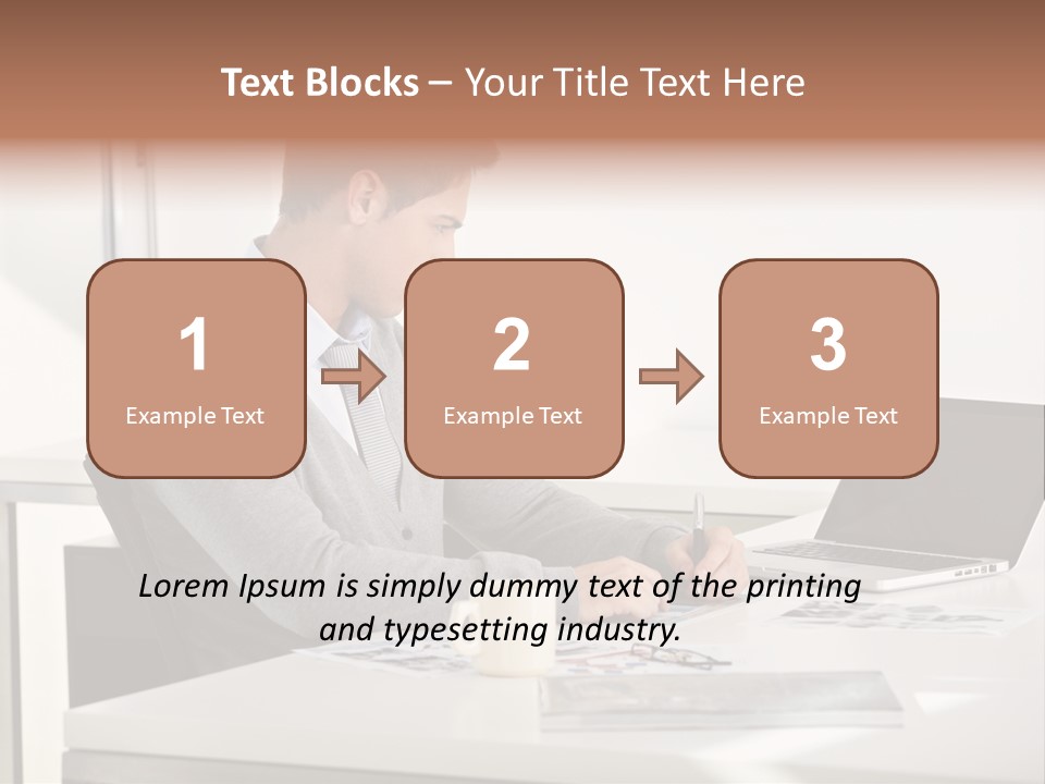 Computer Caucasian Desk PowerPoint Template