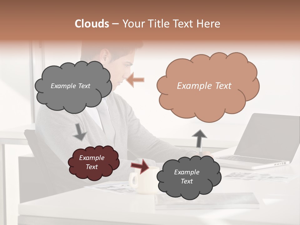 Computer Caucasian Desk PowerPoint Template