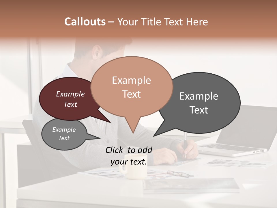 Computer Caucasian Desk PowerPoint Template